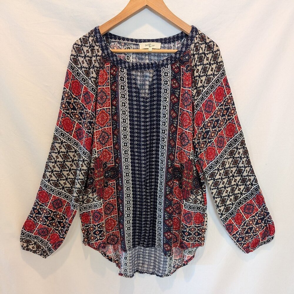 Design Recipe Long Puff Sleeve Keyhole Blouse